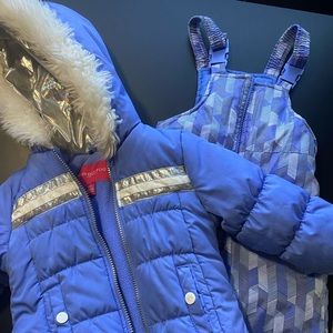 LONDON FOG Girls' Snowsuit with Snowbib and Puffer Jacket- 2T Periwinkle